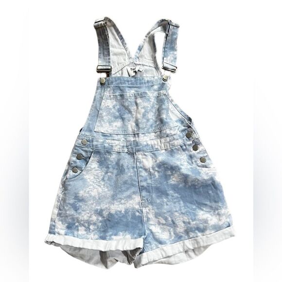 PRINCESS POLLY Blue tie dye Denim Coveralls shorts Overalls Women's Size 4 - Picture 1 of 4
